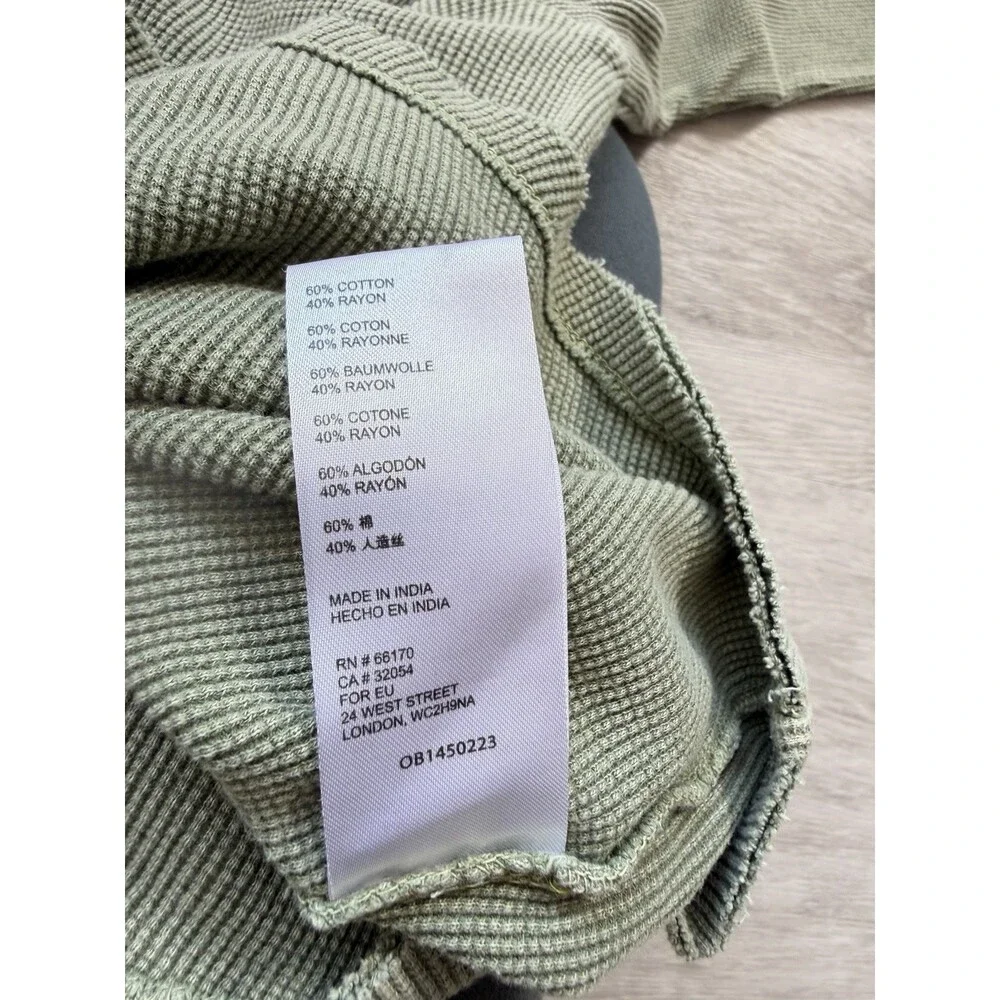 Pilcro Anthropologie  Green Waffle Knit Thermal Top Split Neck Size Women Large - Picture 10 of 11